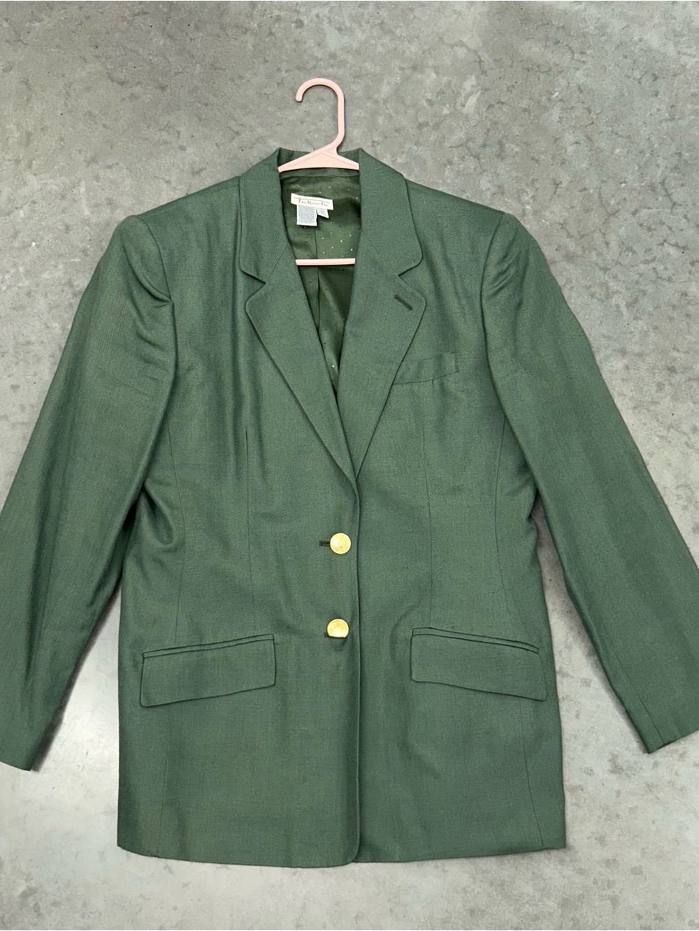 Talbots Forest Green Single-Breasted Blazer with Gold Buttons